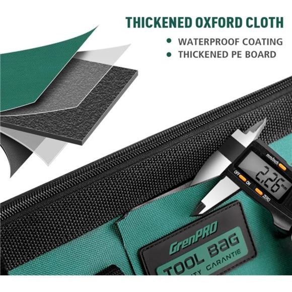 GREN PRO 18 inch Tool Bag with Adjustable Shoulder Strap, Waterproof Tools Bag - Picture 5 of 7